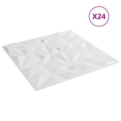 Стенни панели 24 pcs Бяло 50 x 50 cm XPS Пяна