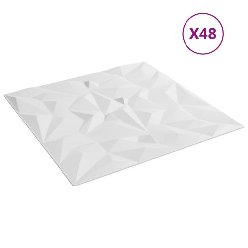 Стенни панели 48 pcs Бяло 50 x 50 cm XPS Пяна