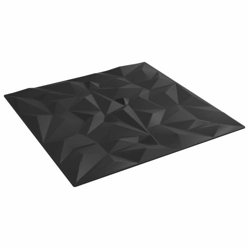 Стенни панели 12 pcs Черно 50 x 50 cm XPS Пяна