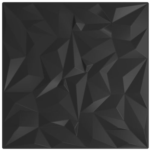 Стенни панели 12 pcs Черно 50 x 50 cm XPS Пяна