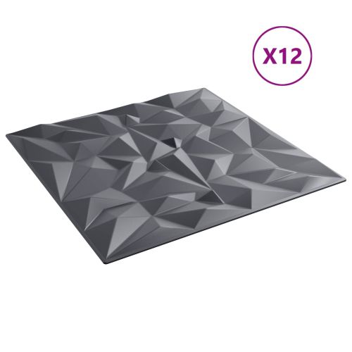 Стенни панели 12 pcs Аметист Сив 50 x 50 cm XPS Пяна