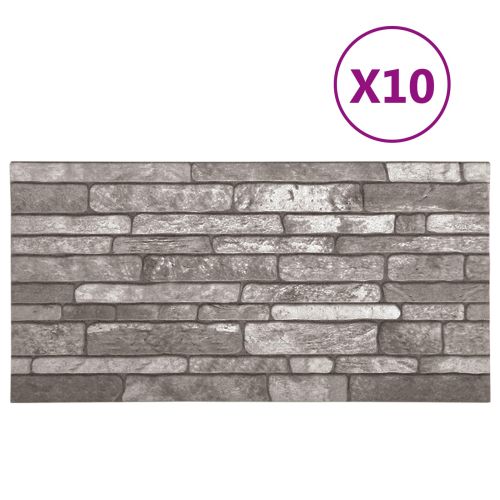 Стенни панели 10 pcs Тъмносиво 100 x 50 cm EPS пяна