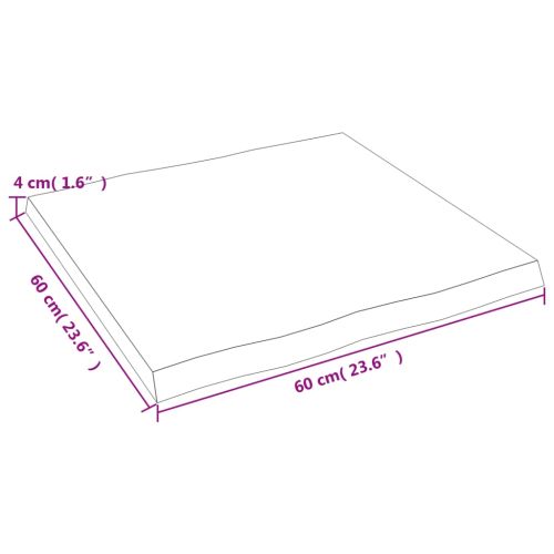 Плот за маса тъмнокафяв 60x60x(2-4) см обработен масивен дъб