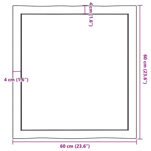 Плот за маса тъмнокафяв 60x60x(2-4) см обработен масивен дъб