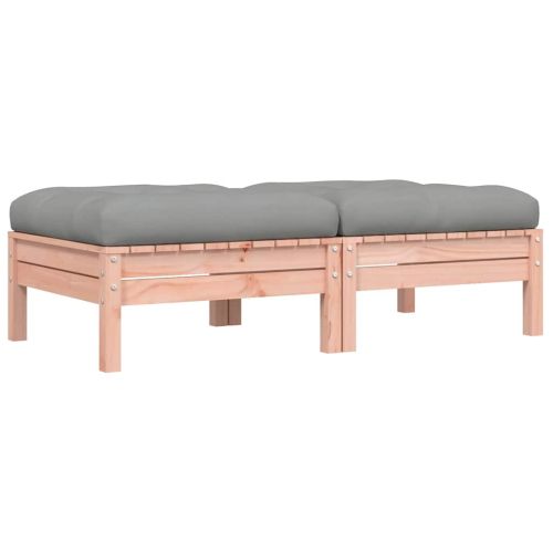 Градински табуретки с възглавници, 2 бр, дугласко дърво масив