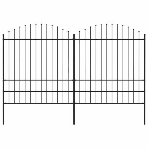 Градинска ограда с връх тип копие, стомана, 359x200 см, черна