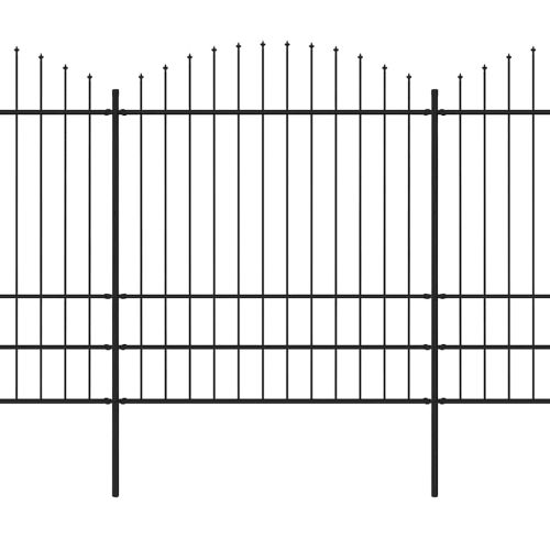 Градинска ограда с връх тип копие, стомана, 1248x200 см, черна