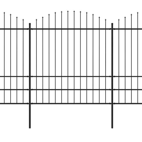 Градинска ограда с връх тип копие, стомана, 1781,5x200 см, черна