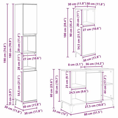 Комплект мебели за баня с рафт 3 pcs Дъб Инженерно дърво