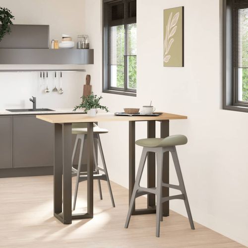 Крака за бар маса, Т-образни, 2 бр., черни, 40x35x(100-101) см, стомана