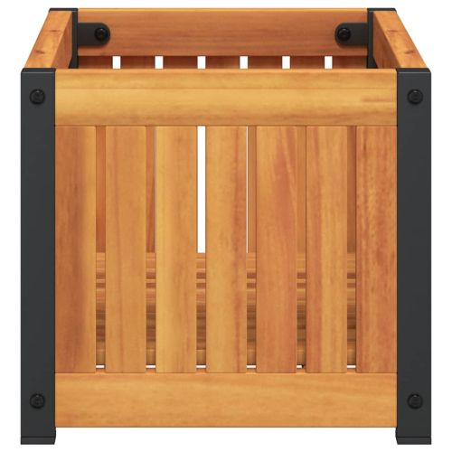 Градинска кашпа 45x30x27,5 см масивна акация и стомана