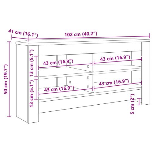 Ъгловшкафзателевизор 102 x 40,5 x 45 см Старо дърво