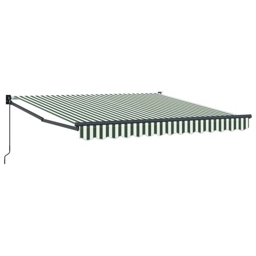 Сгъваем навес Зелен и бял 350 x 250 cm Полиестер и алуминий