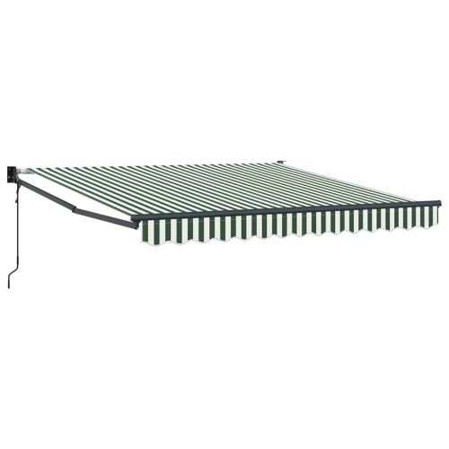 Сгъваем навес Зелен и бял 350 x 250 cm Полиестер и алуминий