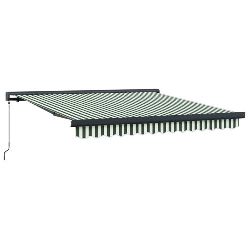Сгъваем навес Зелен и бял 350 x 250 cm Текстил и Метал