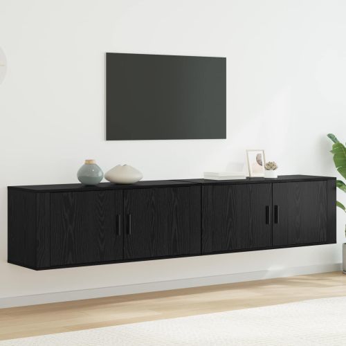 Комплект стенен ТВ шкаф 2 pcs Черния дъб 100 x 34,5 x 40 см
