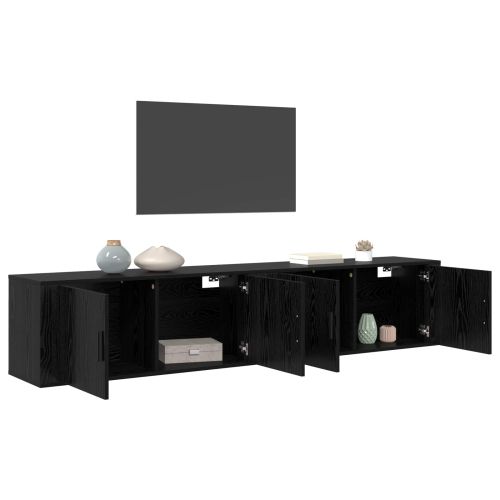 Комплект стенен ТВ шкаф 2 pcs Черния дъб 100 x 34,5 x 40 см