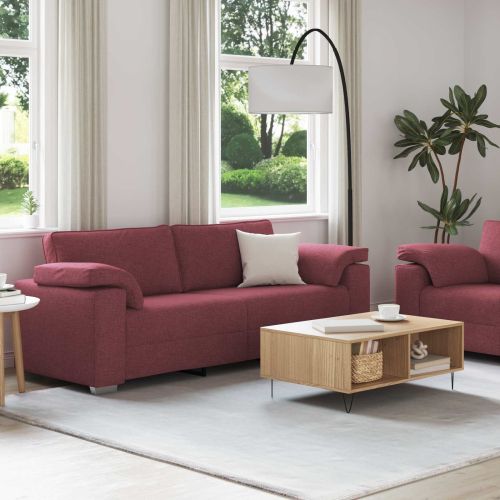 Диван 2 pcs Виненочервен 219 x 80 x 82 см текстил