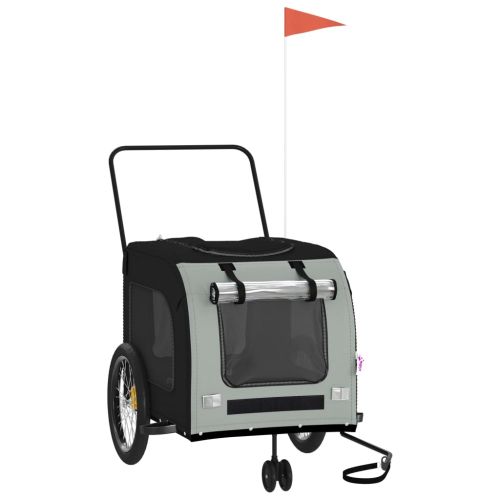 Ремарке за колело за любимци черен и сив Оксфорд плат и желязо