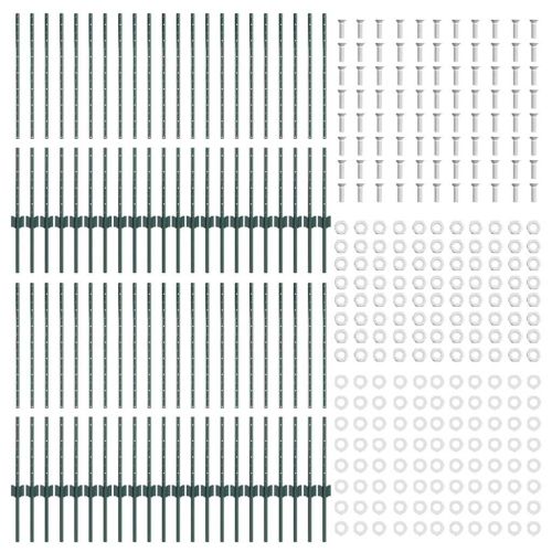 Стълб за ограда. 44 pcs Зелен 140 cm Стомана