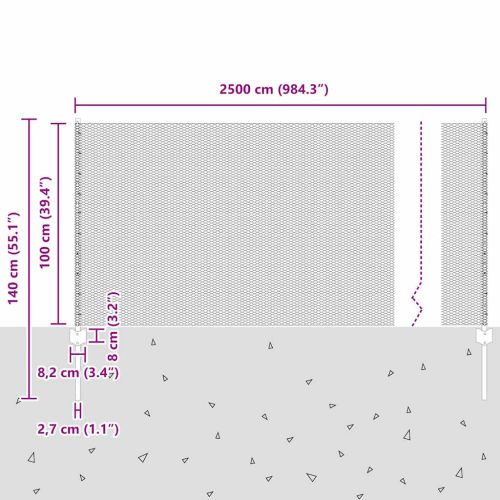 Шестоъградно ограждение с кол 10 x 1 m ПВЦ-обработена стомана