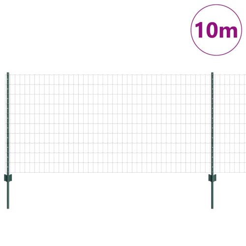 Евро ограда с пост 10 x 1 m ПВЦ-обработена стомана Зелено Мрежа