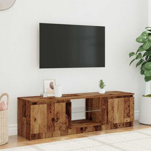 ТВ шкаф с LED осветление, 120x30x36 см, инженерно дърво