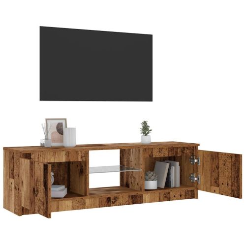 ТВ шкаф с LED осветление, 120x30x36 см, инженерно дърво