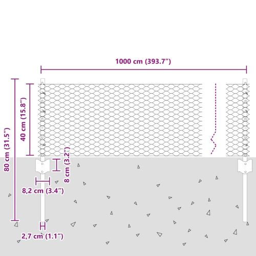 Заварена мрежа ограда 10 x 0,4 м (Ш x В) ПВЦ-обработена стомана