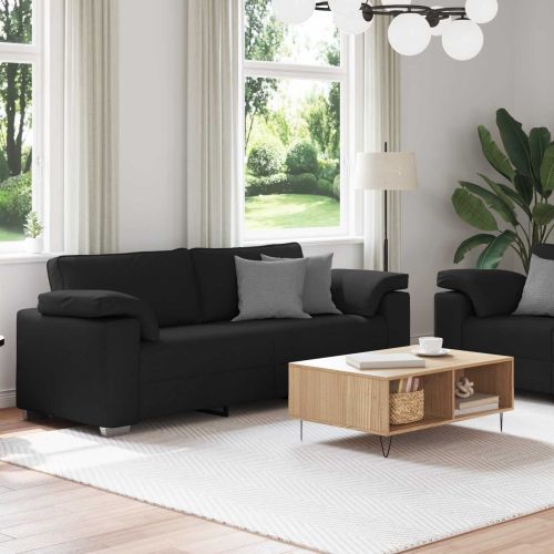 Диван 2 pcs Черен 219 x 80 x 82 см текстил