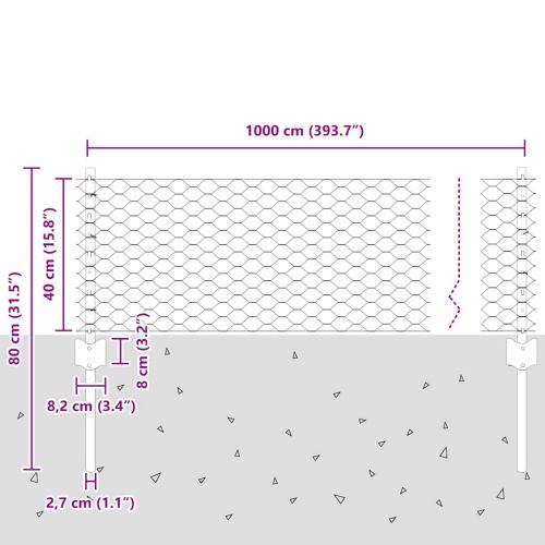 Шестоъградно ограждение с кол 10 x 0,4 m ПВЦ-обработена стомана