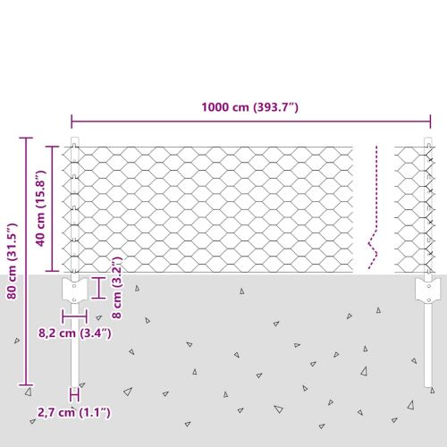 Шестоъградно ограждение с кол 10 x 0,4 m ПВЦ-обработена стомана