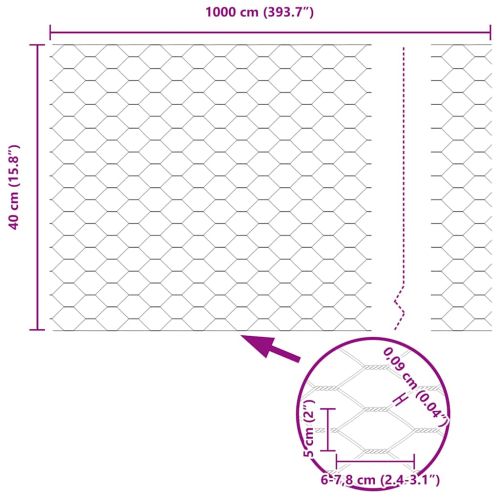 Шестоъградно ограждение с кол 10 x 0,4 m ПВЦ-обработена стомана
