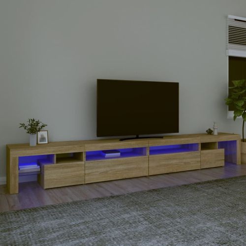 ТВ шкаф с LED осветление, дъб сонома, 290x36,5x40 см