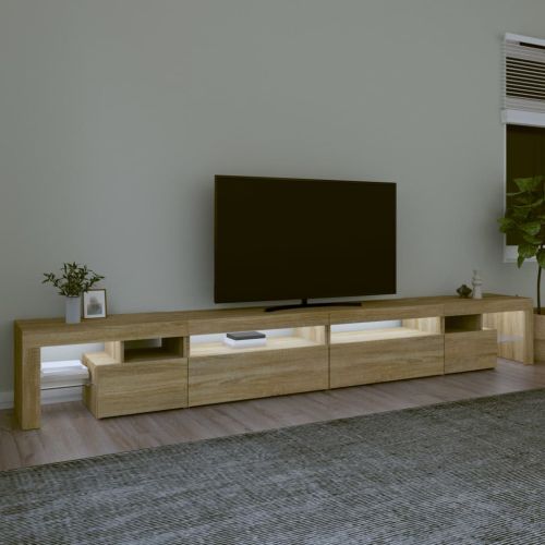 ТВ шкаф с LED осветление, дъб сонома, 290x36,5x40 см