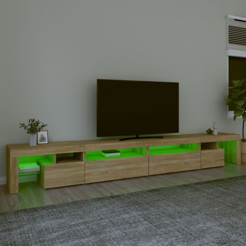 ТВ шкаф с LED осветление, дъб сонома, 290x36,5x40 см