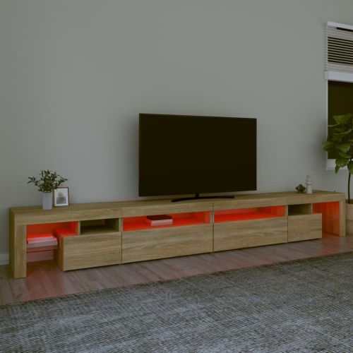 ТВ шкаф с LED осветление, дъб сонома, 290x36,5x40 см