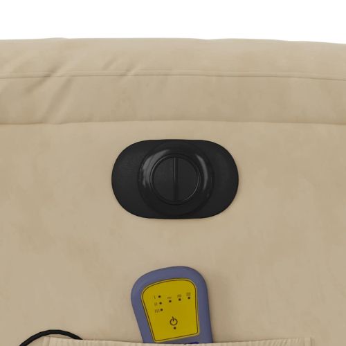 Електрически масажен наклоняем стол кремав микрофибърен текстил