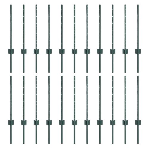 Стълб за ограда. 22 pcs Зелен 100 cm Стомана