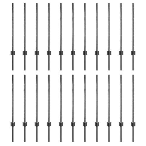 Стълб за ограда. 22 pcs Сив 120 cm Стомана