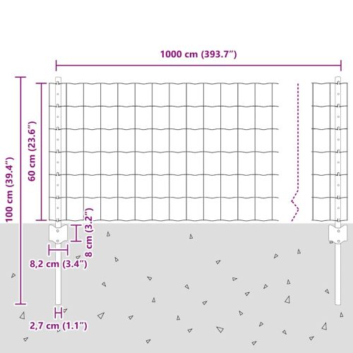 Заварена мрежа ограда 10 x 0,6 м (Ш x В) ПВЦ-обработена стомана