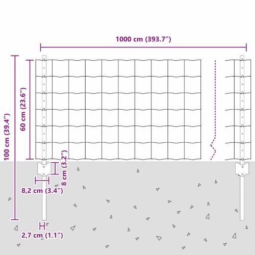 Заварена мрежа ограда 10 x 0,6 м (Ш x В) ПВЦ-обработена стомана