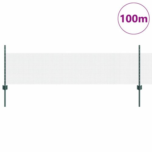 Заварена телена ограда с колове 100 x 0,5 м Зелено Мрежа