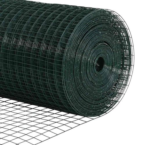 Заварена телена ограда с колове 100 x 0,5 м Зелено Мрежа