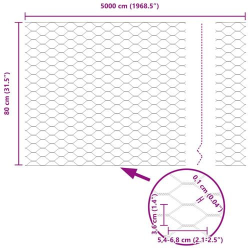 Шестоъградно ограждение с кол 50 x 0,8 m ПВЦ-обработена стомана