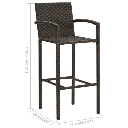 Градински бар комплект, 5 части, кафяв