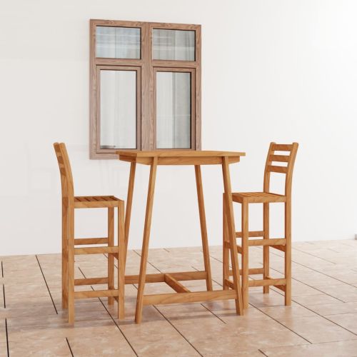 Градински бар комплект, 3 части, акациево дърво масив