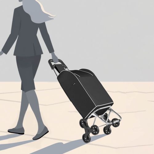 Пазарски тролей Черно 39,5 x 33 x 93 см Оксфордска тъкан