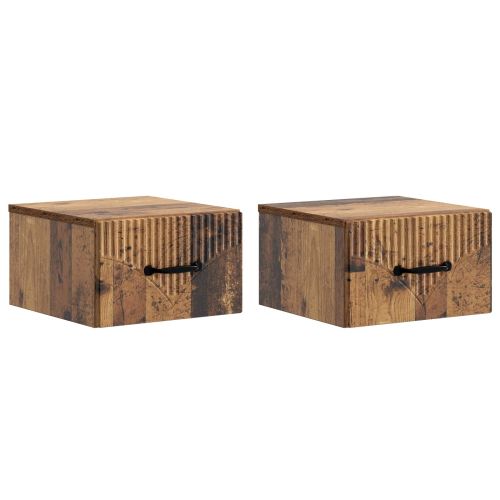 Спален шкаф с монтаж на стена с чекмедже 2 pcs Старо дърво