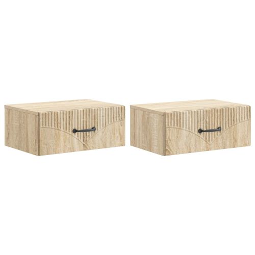 Спален шкаф с монтаж на стена с чекмедже 2 pcs Дъб сонома